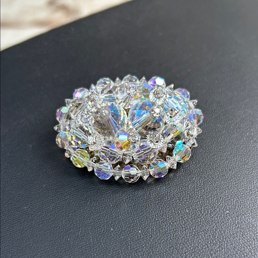 Elegant Aurora Borealis Crystal Brooch